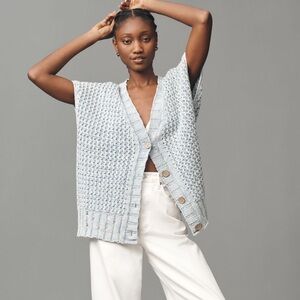 NWT Anthropologie Pilcro Oversized Distressed Sweater Vest Size Large